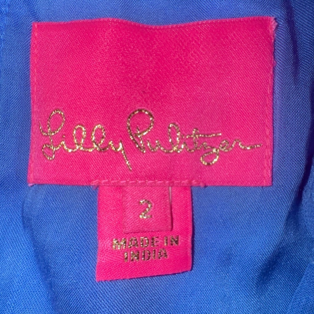 Lilly Pulitzer Arleah Pom Pom Dress – Blue Thistle Daiquiri Ditsy Size 2 EUC - Picture 8 of 10
